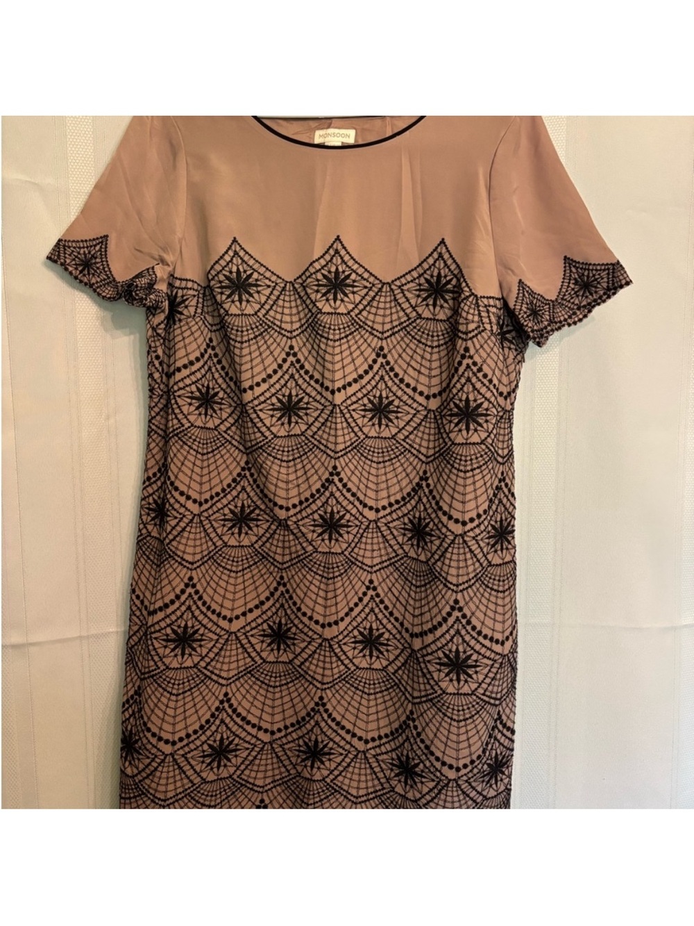 Monsoon Blush Lace Overlay Shift Dress